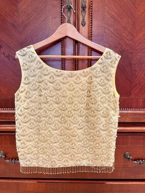 1960's Yellow Beaded Lace Top